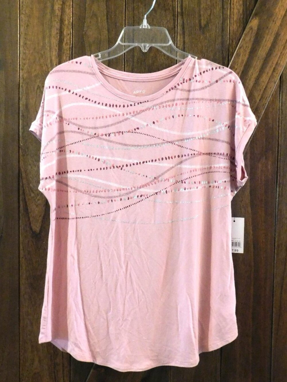 Pink Apt. 9 Shirt With Wavy Design- Size M
